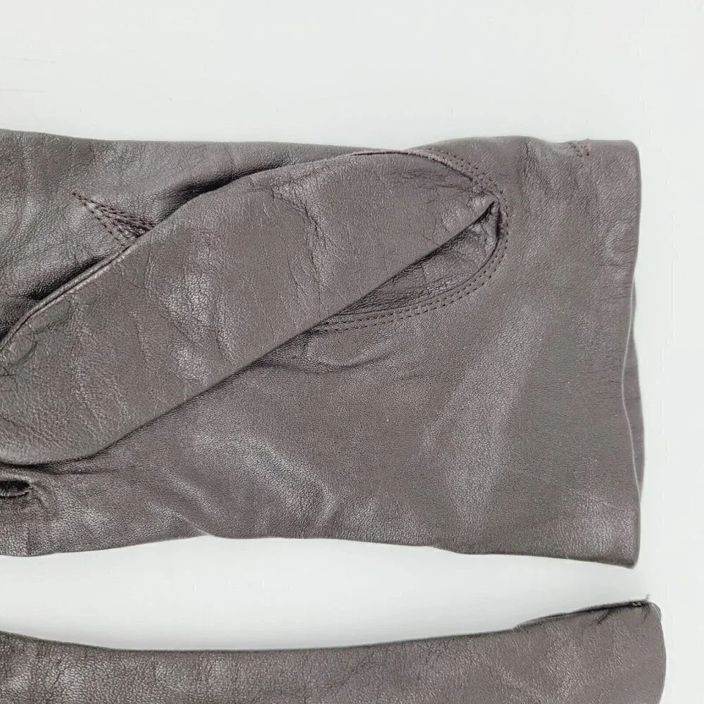 Vintage Brown Leather Driving Gloves Women Japan Sz Lg (Modern Med) Nylon Lined